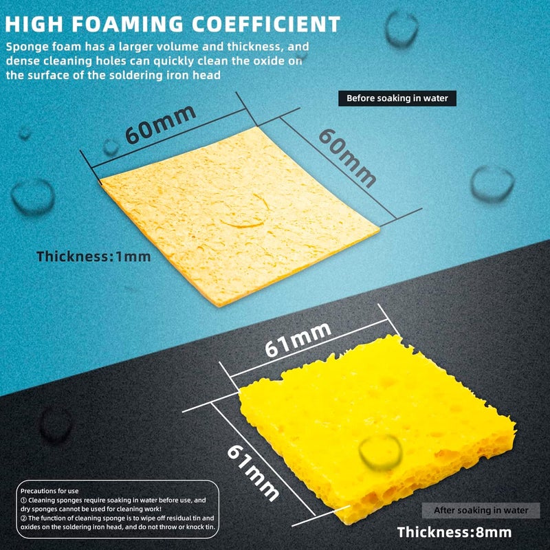 DaFuRui Store Soldering Sponge，30PCS 2.36" x 2.36" Replacement Welding Soldering Iron Tip Cleaning Pads Sponge Yellow Soldering Iron Special High Temperature Sponge - Image 2